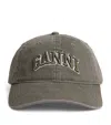 Ganni Washed Effect Baseball Cap Hats Brown In Neutral