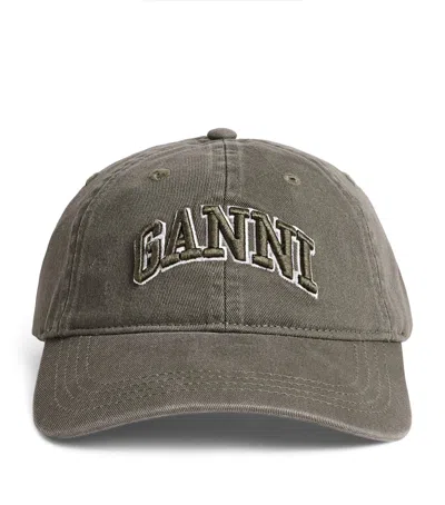 Ganni Canvas Baseball Cap In Green