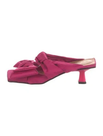 Pre-owned Ganni Canvas Bow Accents Slides In Pink