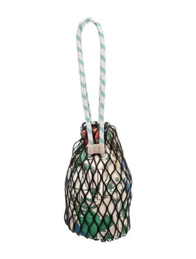 Pre-owned Ganni Canvas Bucket Bag In Neutral