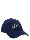 Ganni Blue Baseball Cap With Logo Lettering Embroidery On The Front And Logo Patch On The Rear