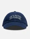 Ganni Canvas Cap In Blue