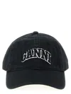 Ganni Womens Black Brand-embroidered Cotton-canvas Cap In Black