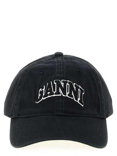 Ganni Canvas Cap In Black