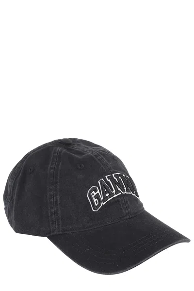 Ganni Canvas Cap Emb In Black