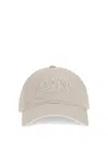 Ganni Canvas Cap With Logo In Neutral