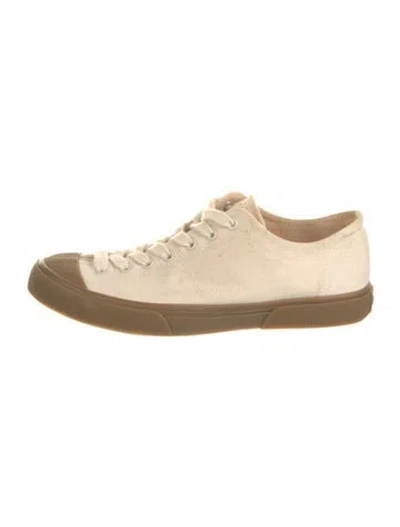 Pre-owned Ganni Canvas Colorblock Pattern Sneakers In Neutral