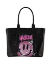 Ganni Canvas Medium Tote Bag -  -  Phantom - Leather In Black