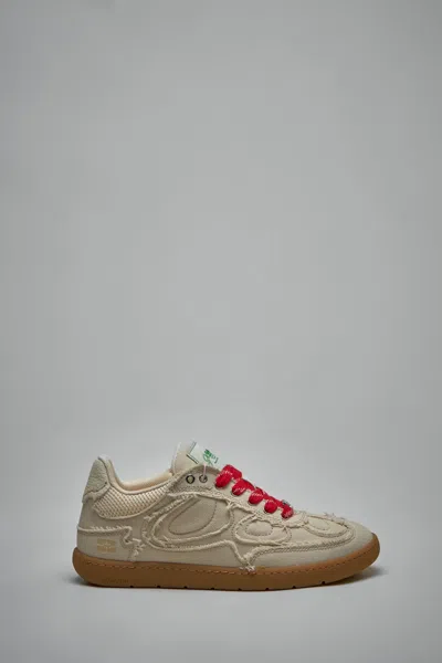 Ganni Canvas Raw Edge Sneakers In Green