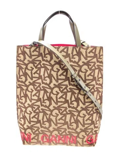 Pre-owned Ganni Canvas Shoulder Bag In Multi