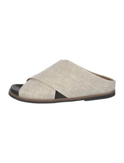 Pre-owned Ganni Canvas Slides In Neutral