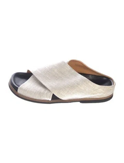 Pre-owned Ganni Canvas Slides In Neutral