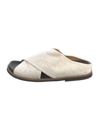 Pre-owned Ganni Canvas Slides In Neutrals