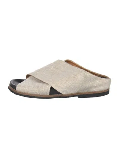 Pre-owned Ganni Canvas Slides In Neutrals