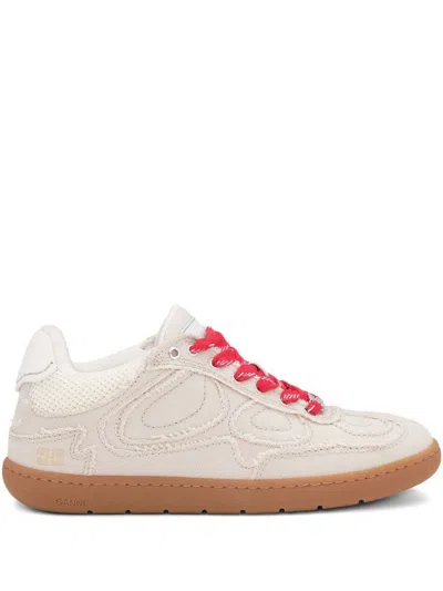 Ganni Canvas Sneakers With Raw-cut Edges