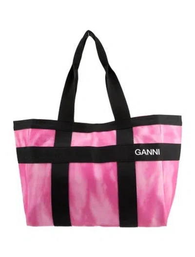 Pre-owned Ganni Canvas Tote W/ Tags In Pink