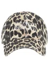 Ganni Womens Leopard Logo-embroidered Animal-printorganic-cotton Cap In Beige