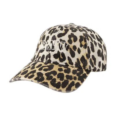 Ganni Cap Print In Animal Print