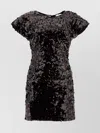 Ganni Cap Sleeve Mini Dress With Tie Detail And Open Back