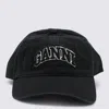 Ganni Womens Black Brand-embroidered Cotton-canvas Cap In Black