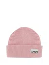 Ganni Pink Wool Blend Cap In Pink