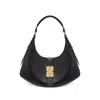 Ganni Kat Small Black Shoulder Bag With Adjustable Handle And Logo Plaque On The Front In Leather Woman In Black