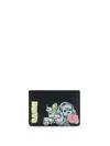 Ganni Black Card Holder With Graphic Print On The Front In Leather Blend Woman In Black