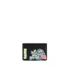 Ganni Black Card Holder With Graphic Print On The Front In Leather Blend Woman