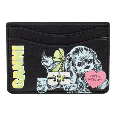 Ganni Card Holder Blue Dog In Red