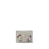 Ganni White Card Holder With Graphic Print On The Front In Leather Blend Woman