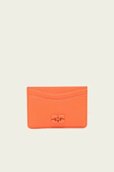 Ganni Card Holder Grained In Russet Orange