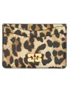 Ganni Women Card Holder With Animal Motif In Brown