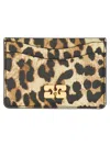Ganni Leopard Printed Bou Card Holder In Brown