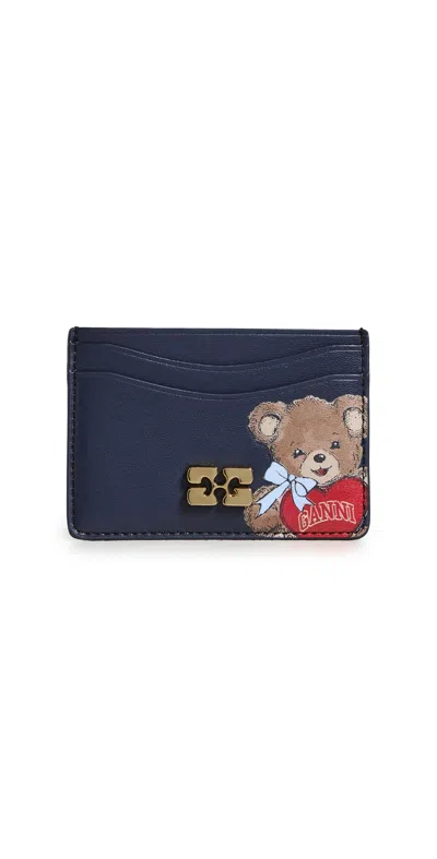 Ganni Card Holder With Flap Bear Black/iris