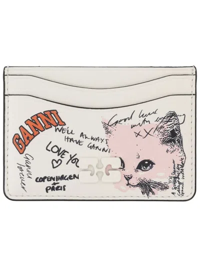 Ganni Card Holder With Logo And Print