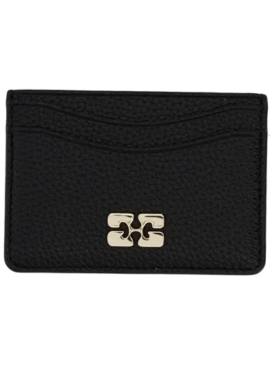 Ganni Card Holder With Logo In Black