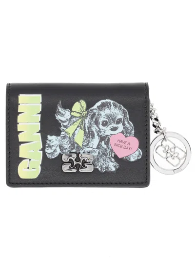 GANNI CARD WALLET WITH CHARM