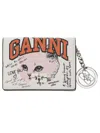 Ganni Card Wallet With Charm In Neutral