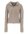 Ganni Alpaca-cotton-blend Zip-up Sweater In Beige