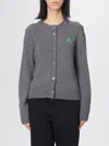 Ganni Future Knit Cardigan Crewneck In Gray