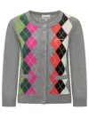 Ganni Womens Paloma Melange Rhombus-print Round-neck Wool And Cashmere Cardigan
