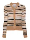 Ganni Striped Soft Alpaca Blend Cardigan In Multicolor