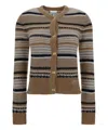 Ganni Striped Soft Alpaca Blend Cardigan In Multicolor