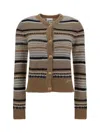 Ganni Striped Soft Alpaca Blend Cardigan In Multicolore
