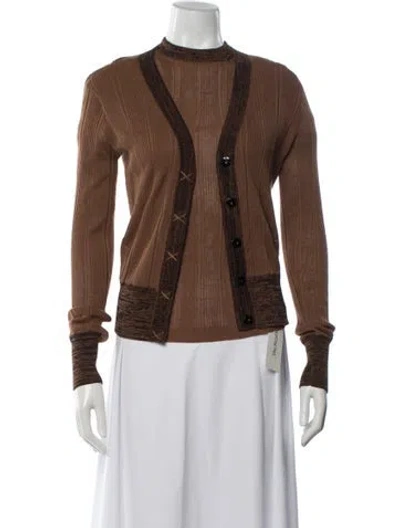 Pre-owned Ganni Cardigan Set Mock Neck Sweater In Brown