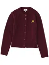 Ganni Cardigan With Logo In Burgundy
