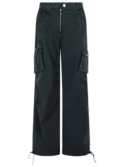 Ganni 'cargo' Black Washed Cotton Twill Pants