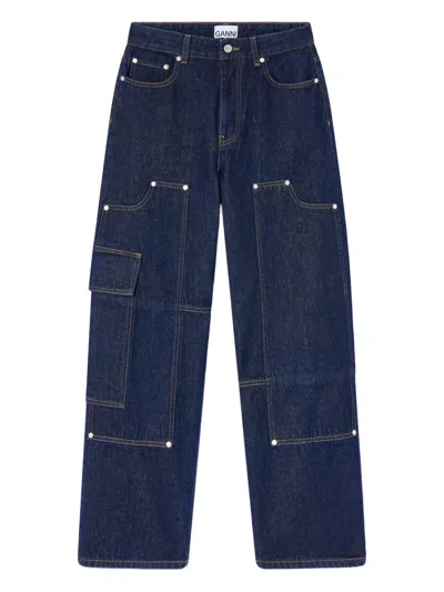Ganni Cargo Jeans In Blue