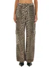 Ganni Angi Animal Print Cargo Jeans In Animalier