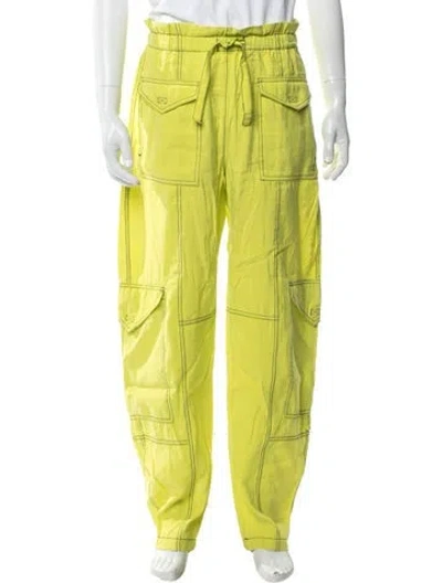 Pre-owned Ganni Cargo Pants In Yellow